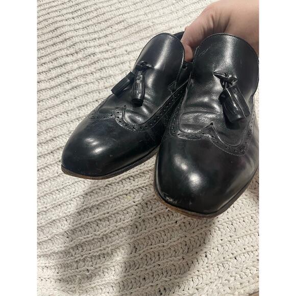 VTG Johnston & Murphy Loafers Tassel Shoes Leather Mens Size 9 D/B Black main image 12